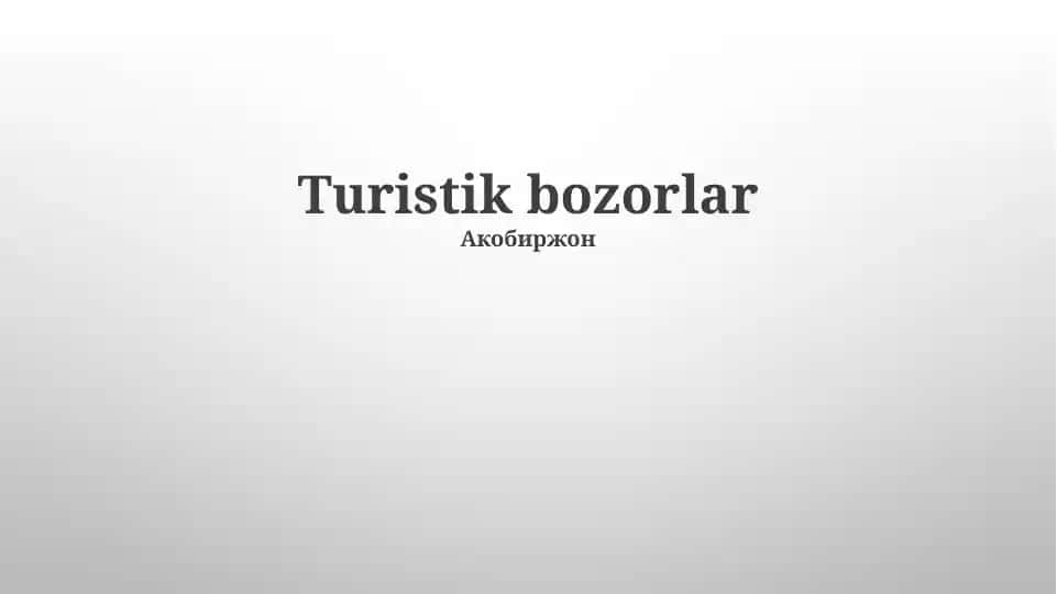 Turistik bozorlar