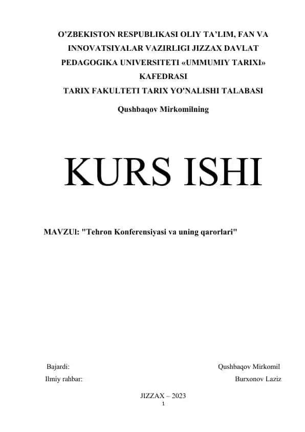 Tehron Konferensiyasi va uning qarorlari