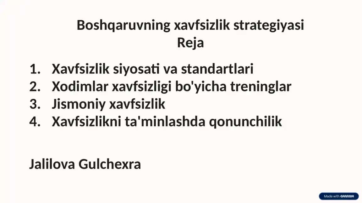Xavfsizlikning strategiyalari