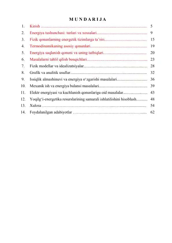 Fizika fanidan "Energetika va Issiqlik Mexanikasi"