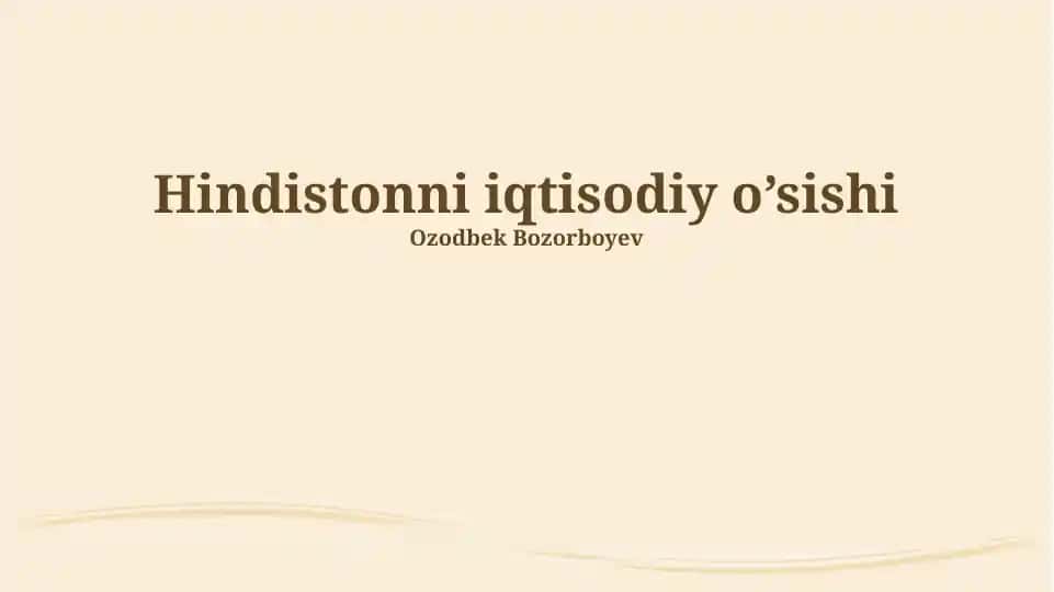 Hindistonni iqtisodiy o’sishi