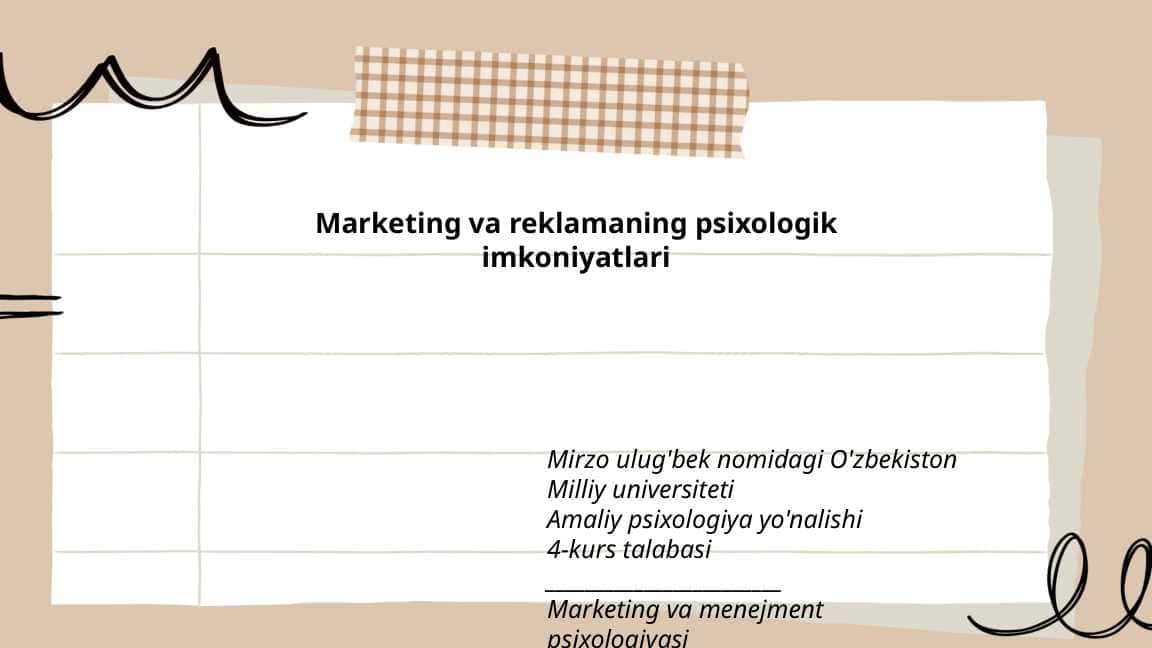 Marketing va reklamaning psixologik imkoniyatlari