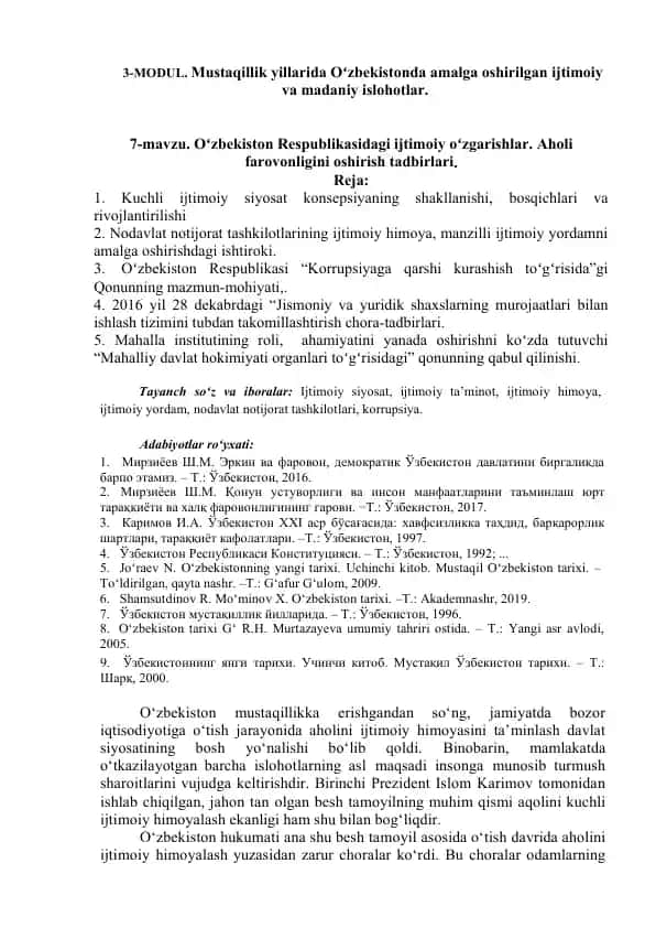 Ijtimoiy va madaniy islohotlar