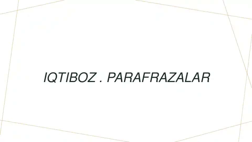 IQTIBOZ. PARAFRAZALAR
