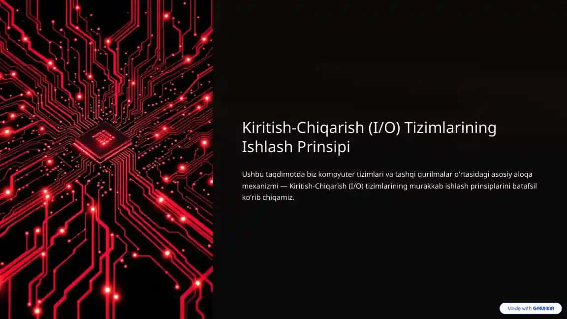 Kiritish-Chiqarish (I/O) Tizimlarining Ishlash Prinsipi