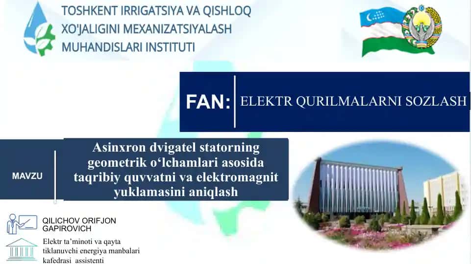 Elektr ta’minoti va qayta tiklanuvchi energiyamanbalarikafеdrasiassistenti
