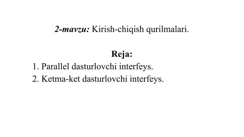 Kirish-chiqish qurilmalari