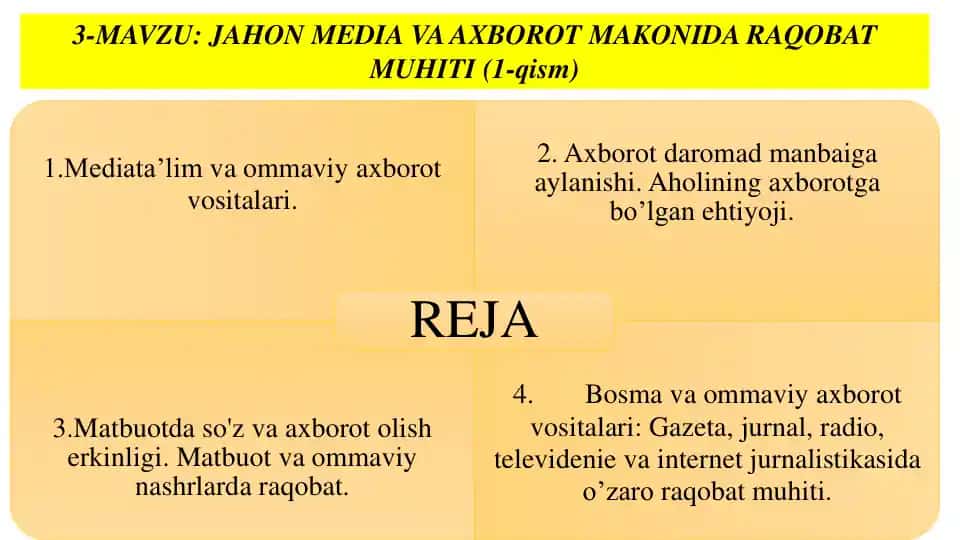 Mediata’lim va ommaviy axborot vositalari haqida