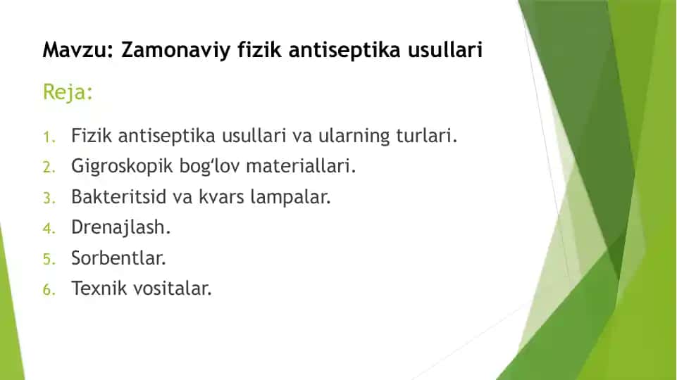 Zamonaviy fizika antisepika usullari
