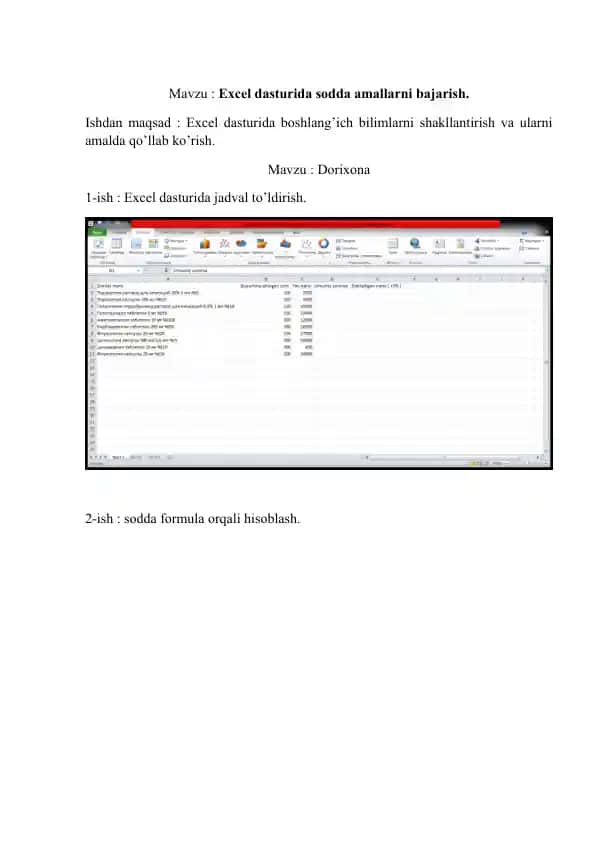 Excel dasturi