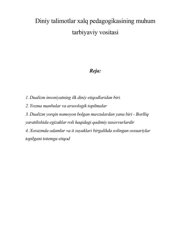 Dualizm insoniyatning diniy e'tiqodlarida