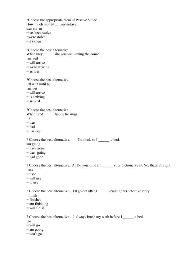 Passive Voice Practice Questions