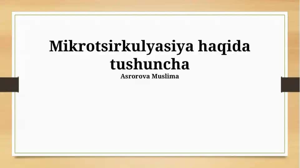 Mikrotsirkulyasiya haqida tushuncha