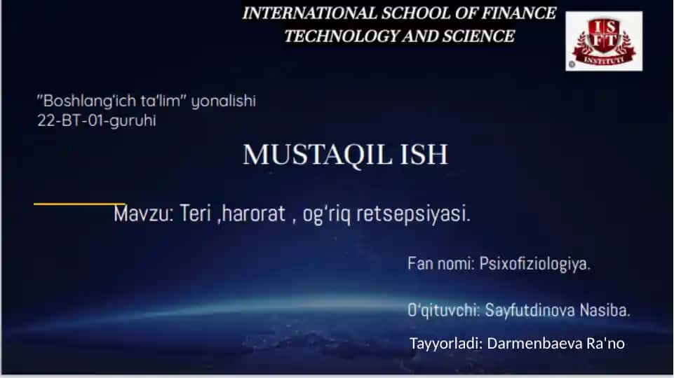 Sensor sistemalarning umumiy xossalari
