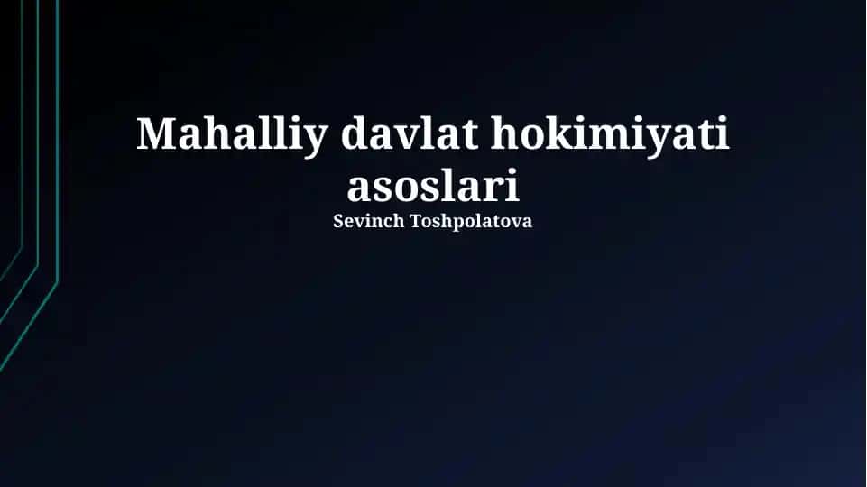 Mahalliy davlat hokimiyati asoslari