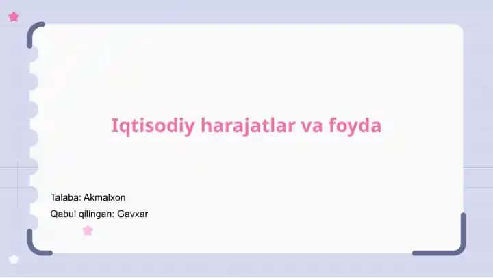 Iqtisodiy harajatlar va foyda