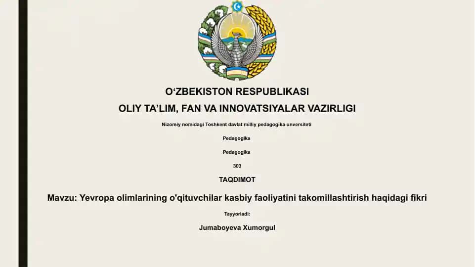 Yevropa olimlarining o'qituvchilar kasbiy faoliyatini takomillashtirish haqidagi fikri