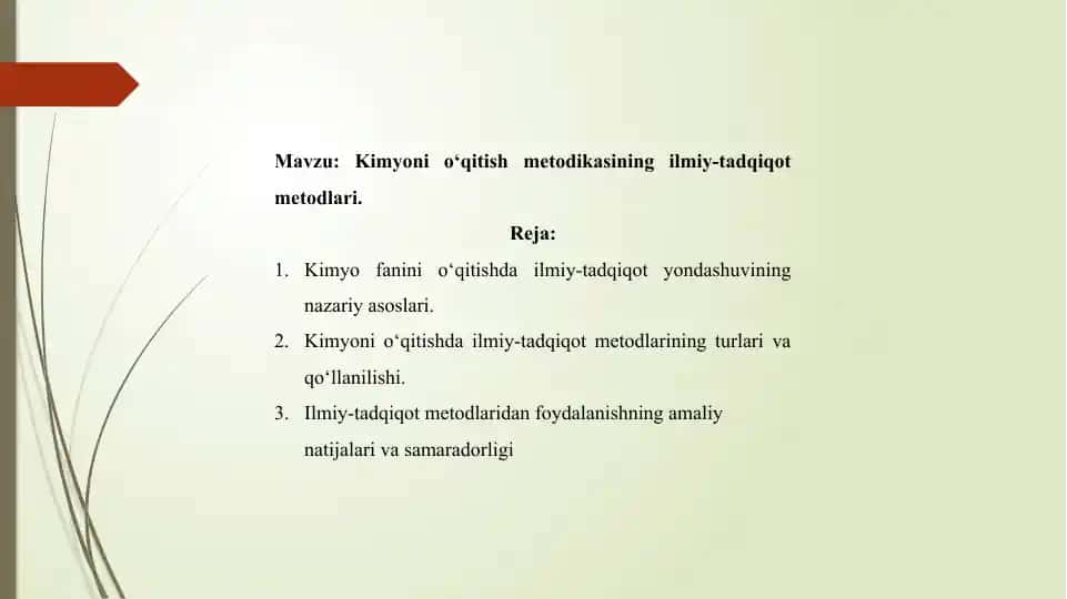 Kimyoni o‘qitish metodikasining ilmiy-tadqiqot metodlari
