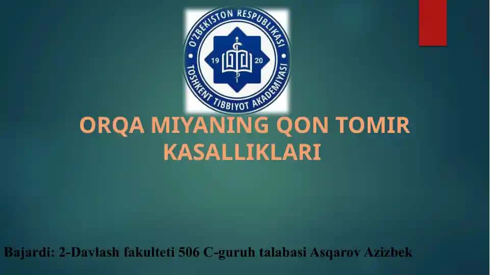 Orqamiyaning Qon Tomir Kasalliklari