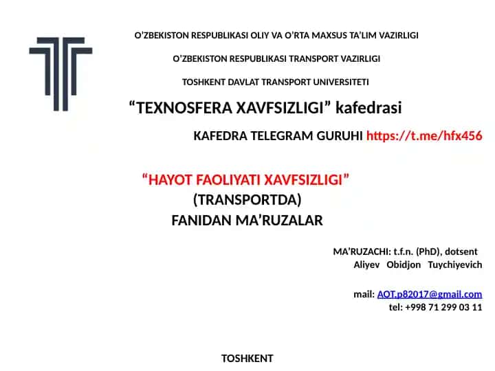 "Hayot Faoliyati Xavfsizligi"