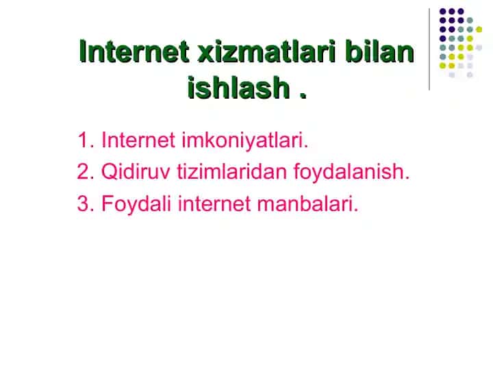 Internet imkoniyatlari