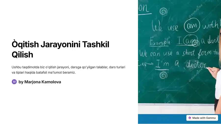 Òqitish Jarayonini Tashkil Qilish