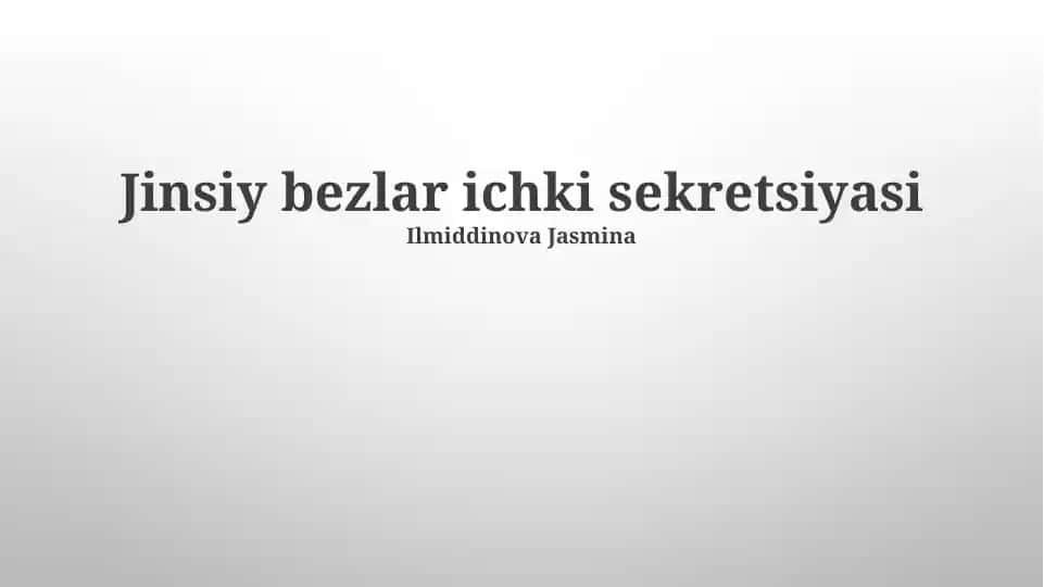 Jinsiy bezlar ichki sekretsiyasi