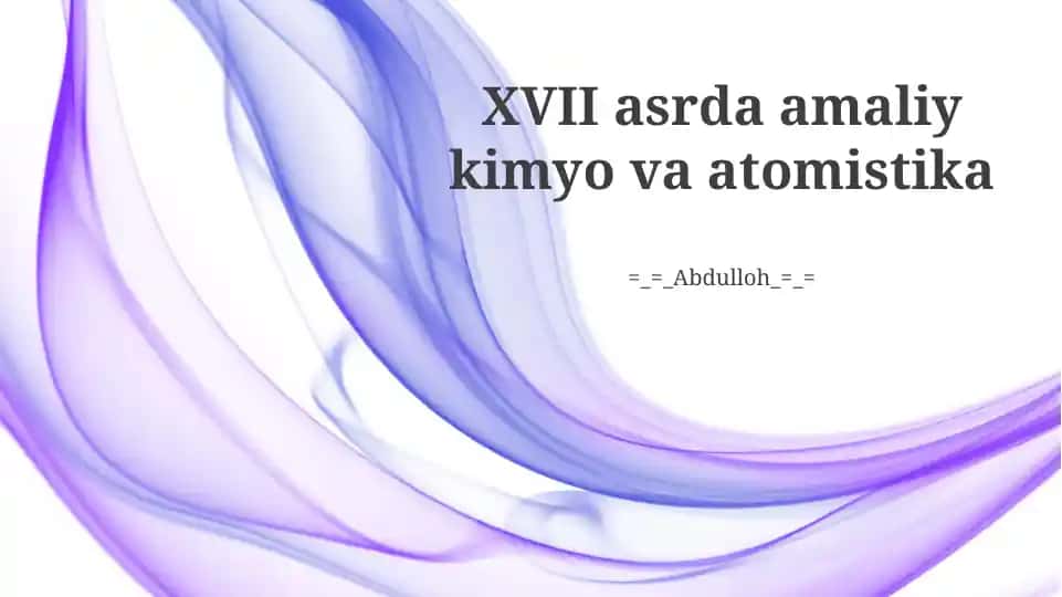 Atomizm va Zamonaviy Kimyoning Tongi