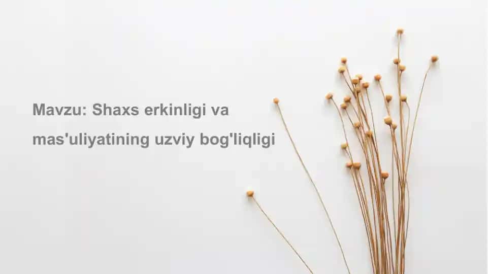 Shaxs erkinligi va mas'uliyatining uzviy bog'liqligi