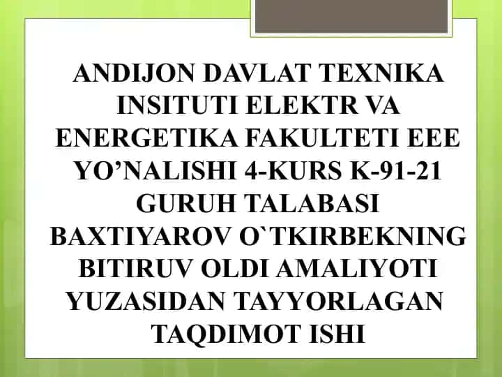 Mashinastrоitel Andijon korxonasi taqdimot ishi