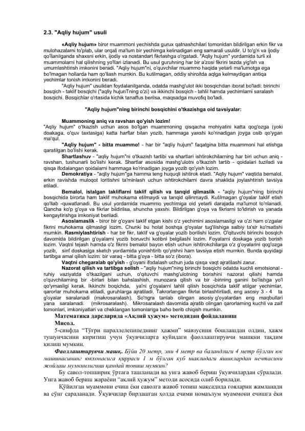 "Aqliy hujum" usuli