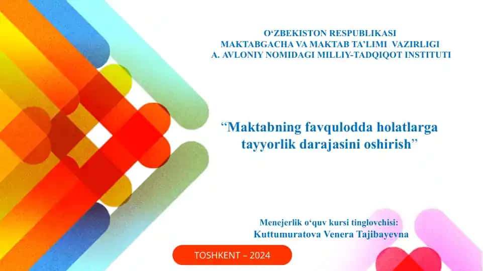 Maktabning favqulodda holatlarga tayyorlik darajasini oshirish