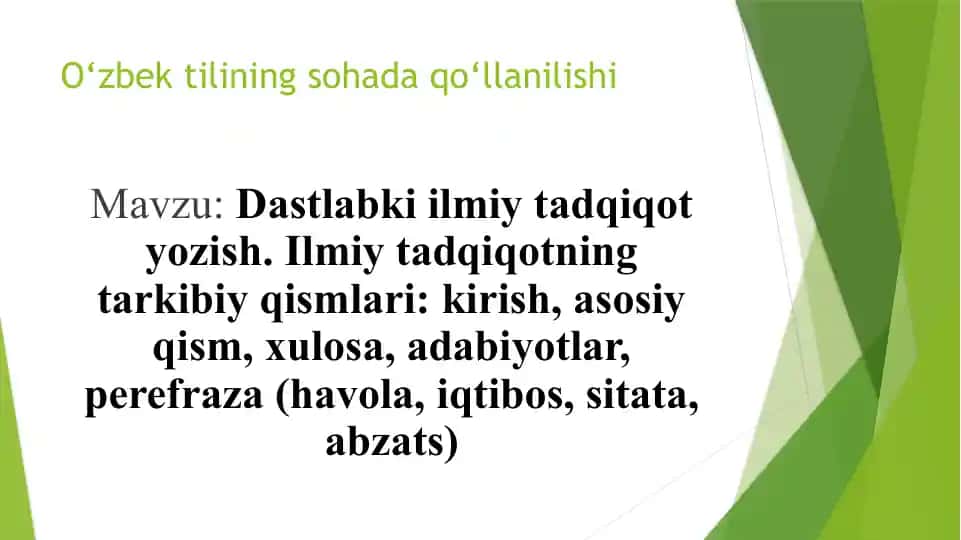 O‘zbektilining sohada qo‘llanilishi