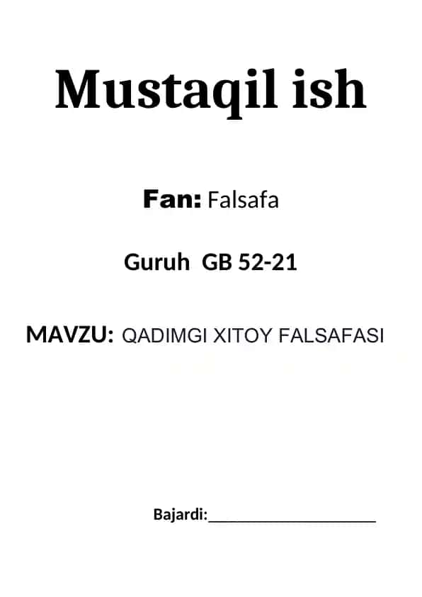 QADIMGI XITOY FALSAFASI