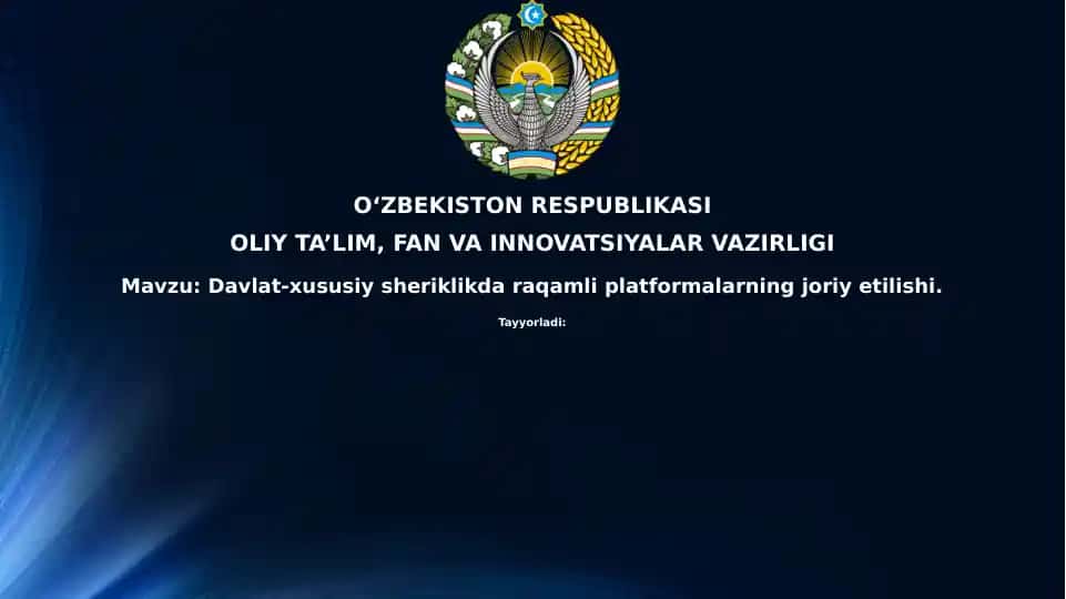 Davlat-xususiy sheriklikdagi raqamli platformalar