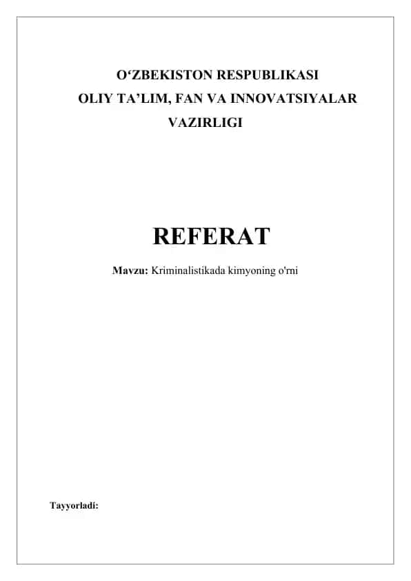 Kriminalistikada kimyoning o'rni