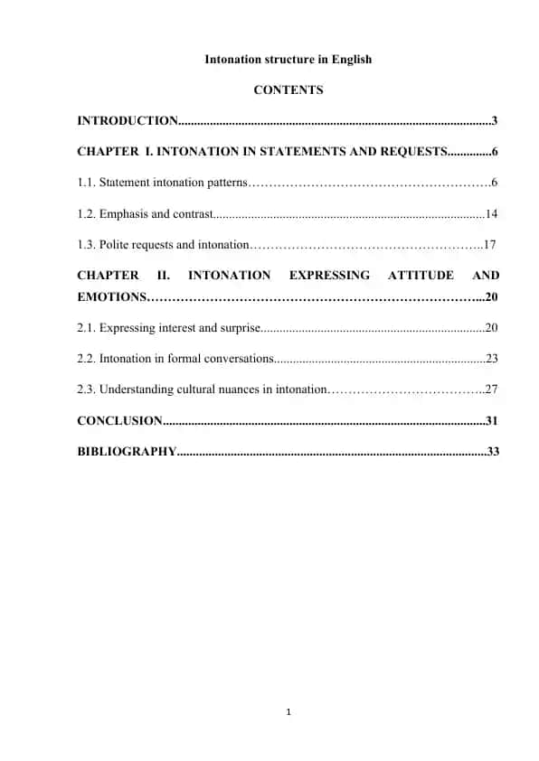 Intonation structure in English