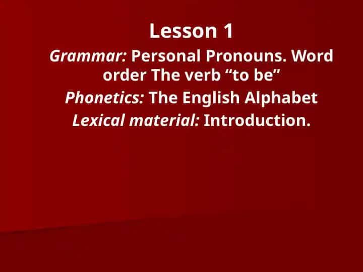 Introduction to English Alphabet