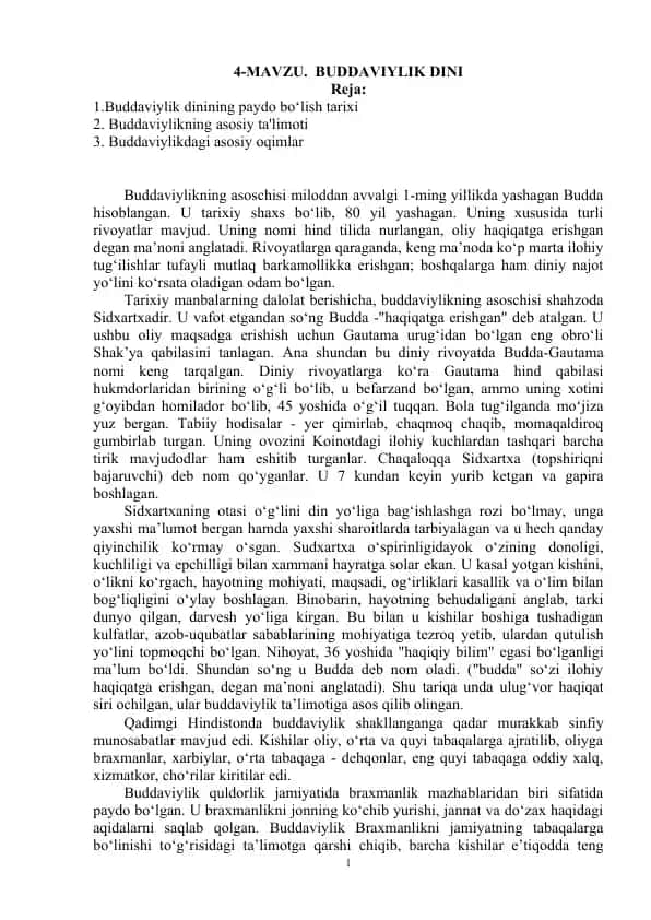 Buddaviylik dinining ta'limoti