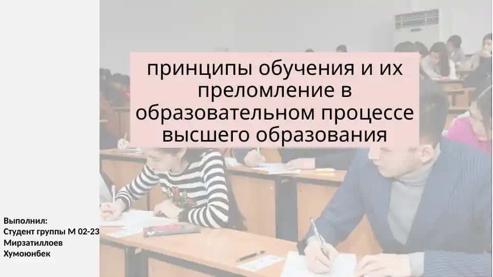 Принципы обучения и их преломление в образовательном процессе