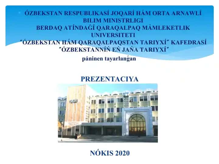 Ǵárezsizlik jıllarında Ózbekstandaǵı ruwxıy hám mádeniy rawajlanıw