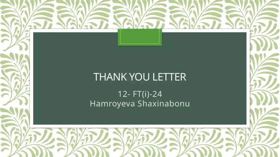 "Thank You Letter"