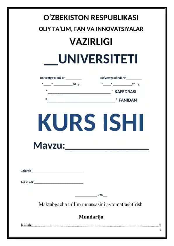 Maktabgacha ta'lim muassasasi avtomatlashtirish