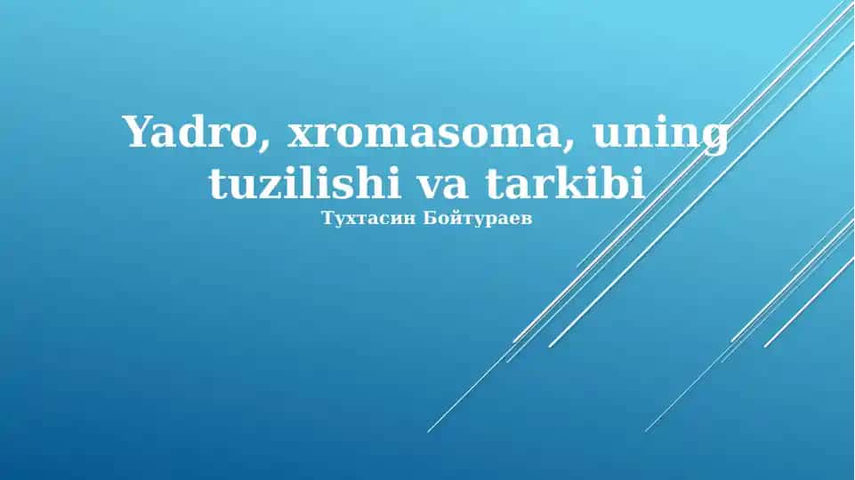 Yadro, xromasoma, uning tuzilishi va tarkibi