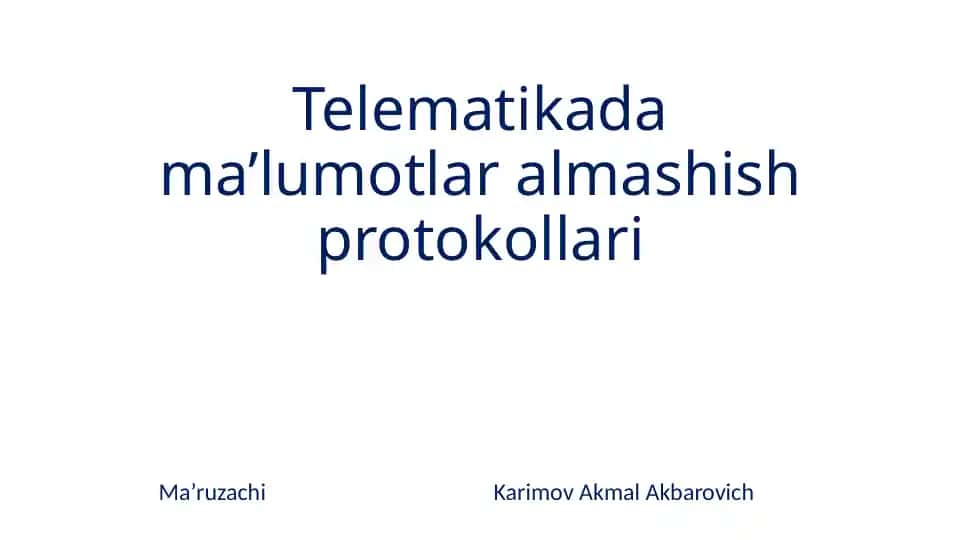 Telematikada ma'lumotlar almashish protokollari