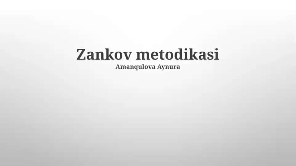 Zankov metodikasi