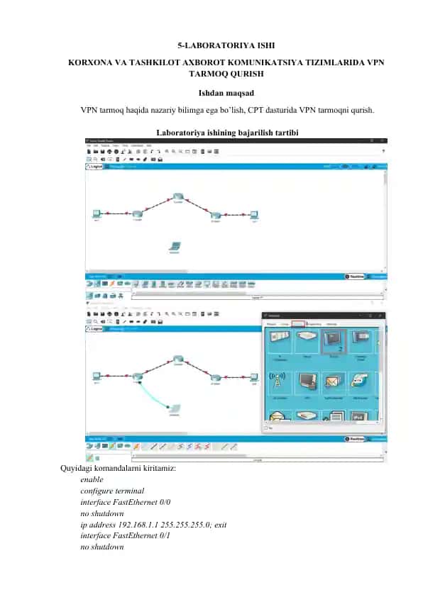 VPN tarmoq qurish laboratoriya ishi