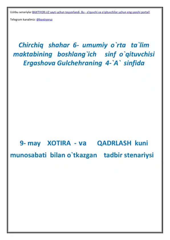 Xotira va Qadrlash kuni tadbiri