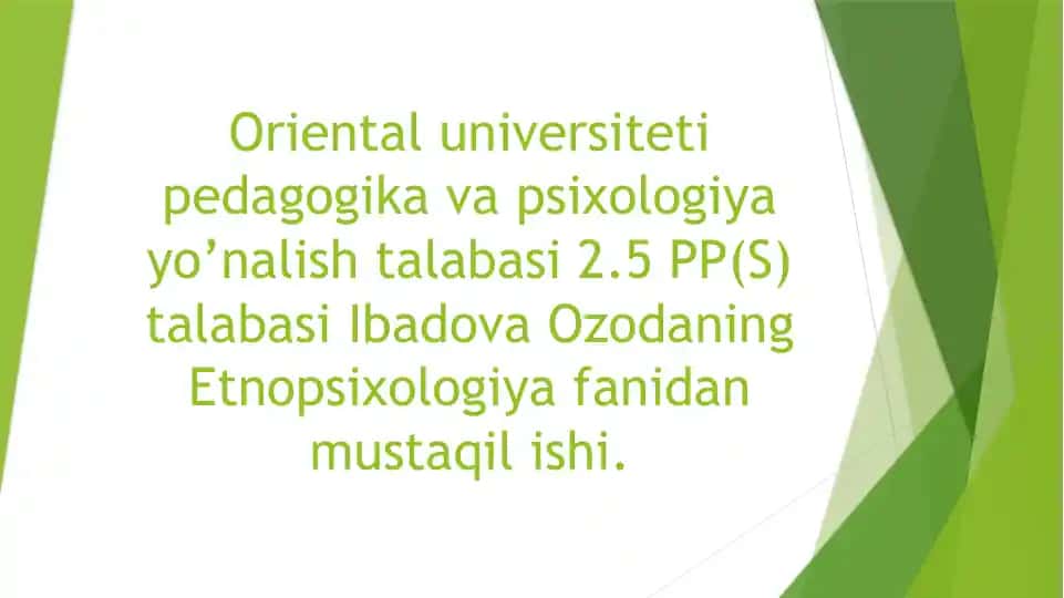 Oriental universiteti pedagogika va psixologiya yo’nali shtalabasi 2.5 PP(S) talabasi I