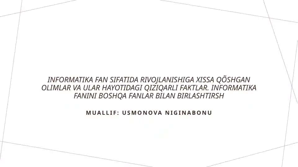 Informatika fanining rivojlanishi